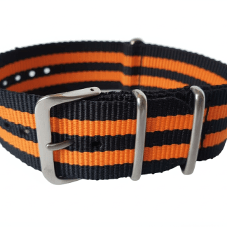 24mm Nato Watch Strap Black/Orange (5-Stripe)