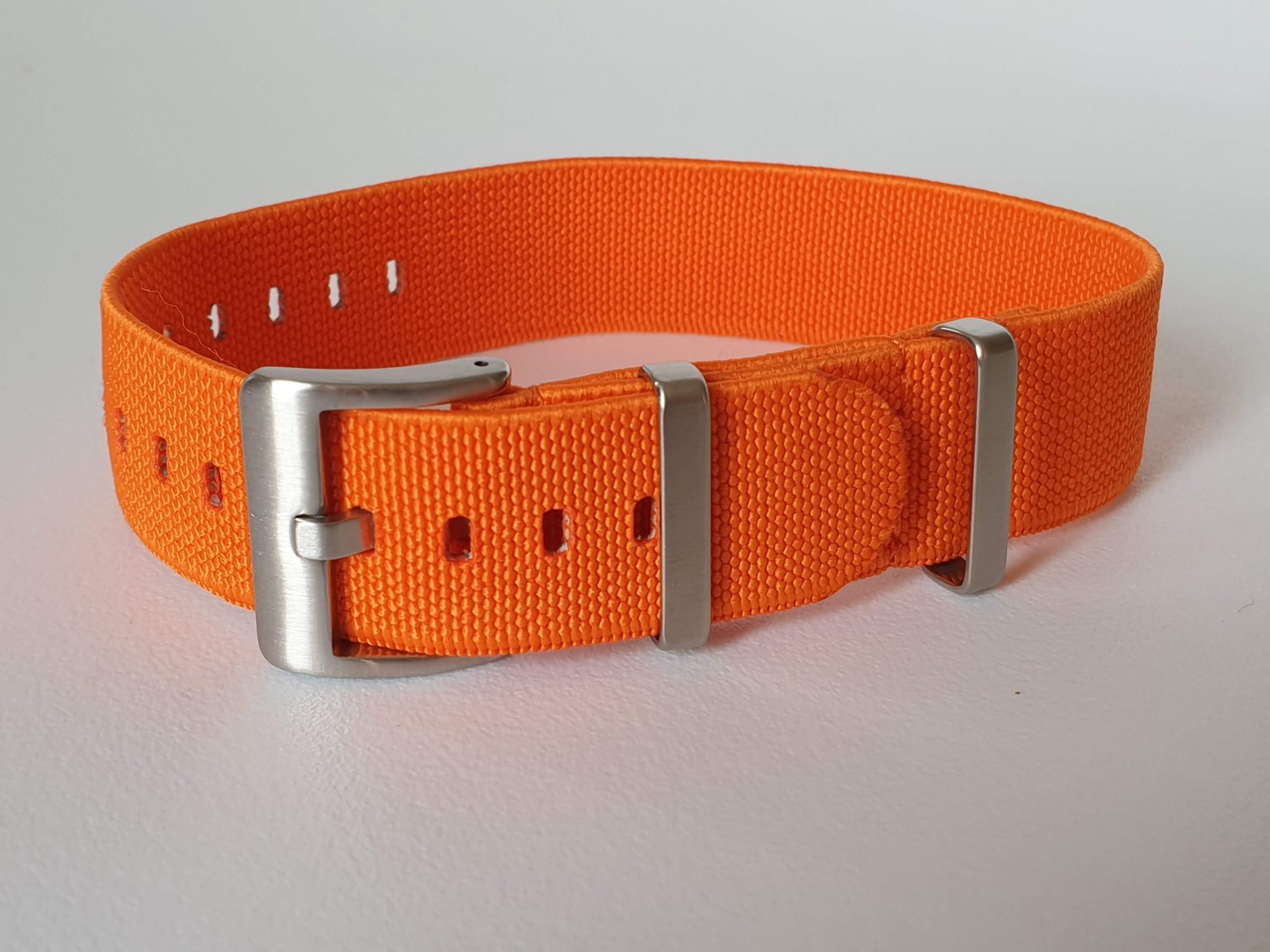 20mm Single Pass Elastic Nato Watch Strap Orange Lug to Lug