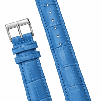 24mm Crocodile Pattern PU Leather Strap Light Blue