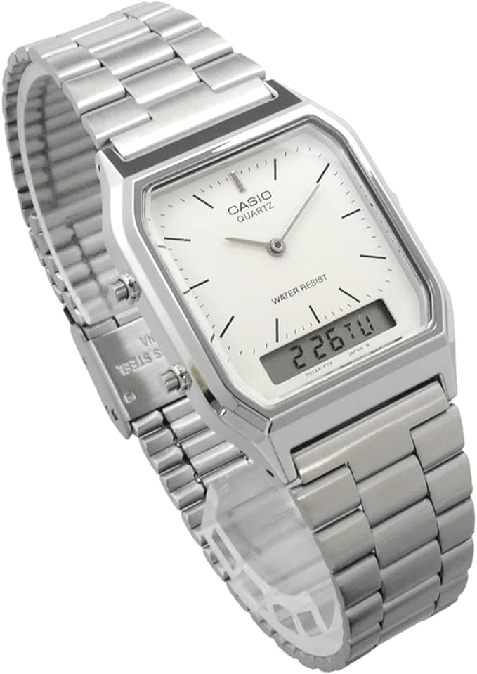 Casio AQ-230 Vintage Unisex Orologio Analogico-Digitale Al Quarzo, Dual Time E Cronometro, Resistente All'Acqua, Serie Vintage