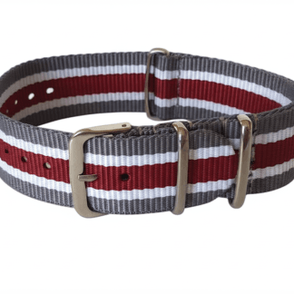 22mm Nato Watch Strap Grey/White/Maroon