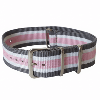 22mm Nato Watch Strap Grey/White/Pink
